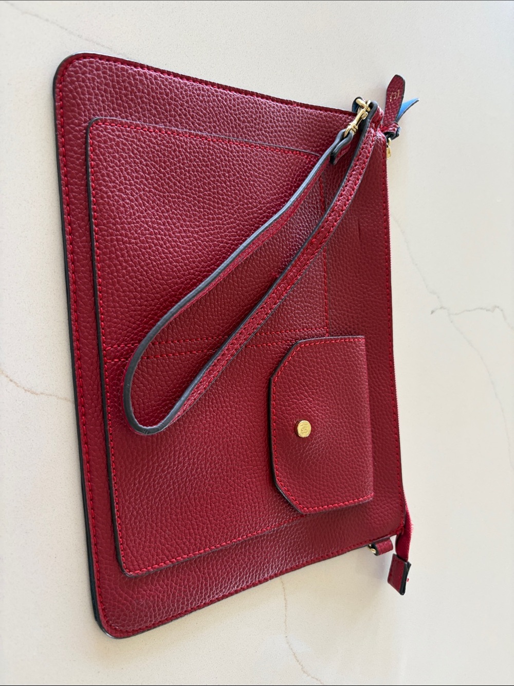 Women’s Red Leather Wristlet Clutch